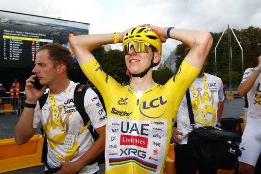 Cykel, Tour de France, Etapp 21 Slovenian Tadej Pogacar of