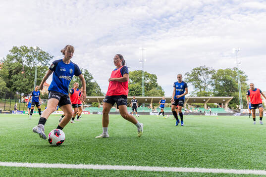Växjö DFFs spelare värmer upp