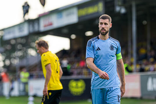 Kenan Bajric of Slovan Bratislava looks dejected