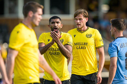 Abdullah Iqbal and Ludvig Svanberg of Mjällby