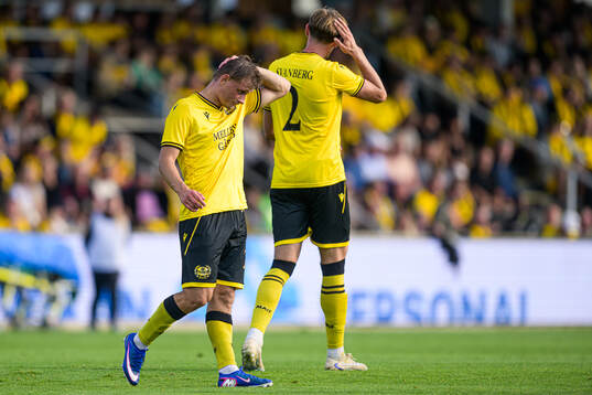 Aki Samuelsen and Ludvig Svanberg of Mjällby looks dejected
