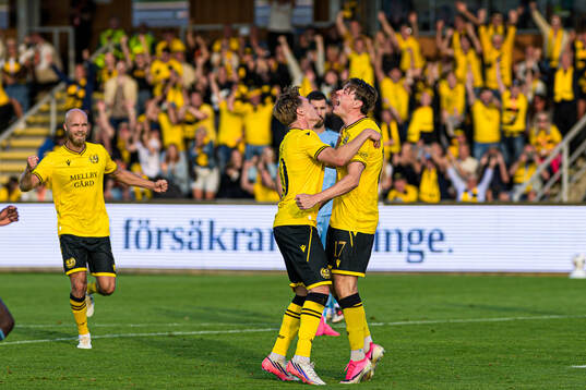 Elliot Stroud of Mjällby celebrates