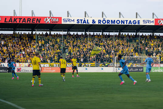 Supporters of Mjällby celebrates