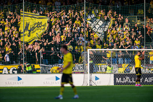 Supporters of Mjällby celebrates