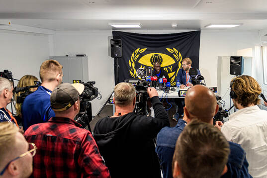 Coach Yaya Toure of Slovan Bratislava at the pressconference