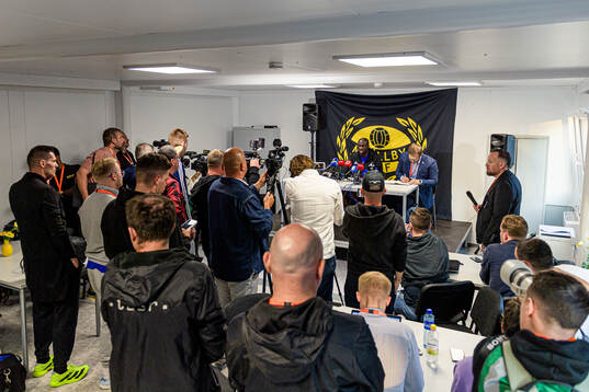 Coach Yaya Toure of Slovan Bratislava at the pressconference