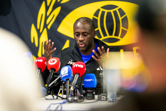 Coach Yaya Toure of Slovan Bratislava at the pressconference