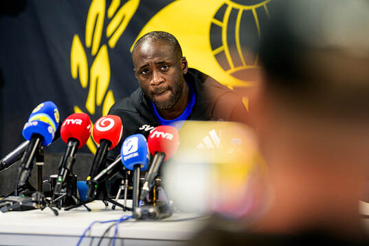 Coach Yaya Toure of Slovan Bratislava at the pressconference