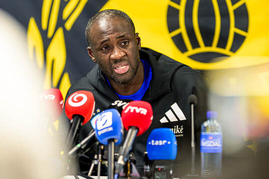 Coach Yaya Toure of Slovan Bratislava at the pressconference