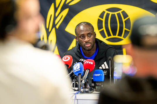 Coach Yaya Toure of Slovan Bratislava at the pressconference