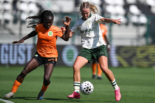 Esther Owusu of Apolonia and Mathilde Janzen of Hammarby