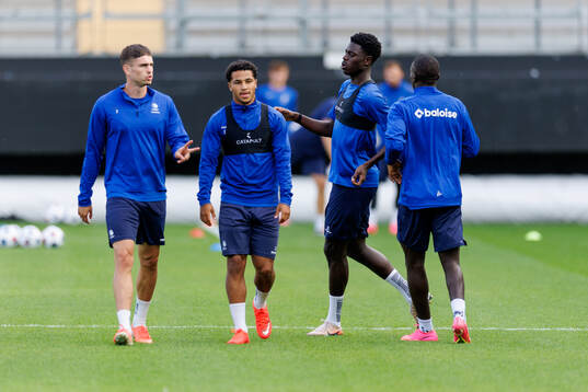 KAA Gent's Maksim Paskotši and Momodou Sonko