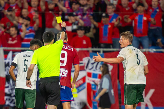 Frederik Winther of Hammarby receives a warning