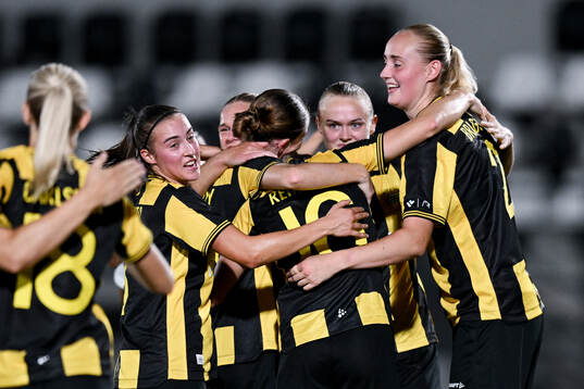 Players of Hammarby celebrate 0-1