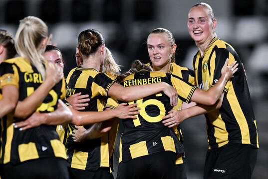 Players of Hammarby celebrate 0-1