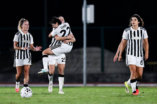 Remina Chiba of Juventus celebrates scoring 2-1