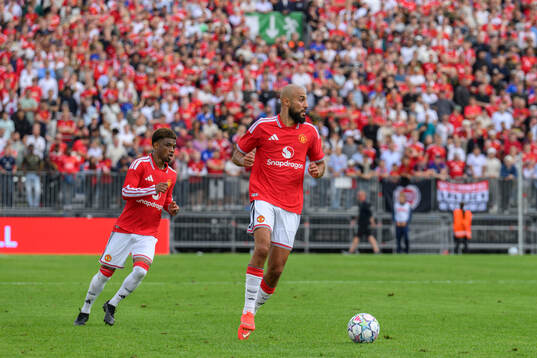 Manchester Uniteds Diallo Amad  and Noussair Mazraoui