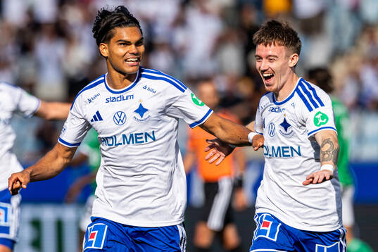 IFK Norrköpings Noel Sernelius och Ryan Nelson  jublar