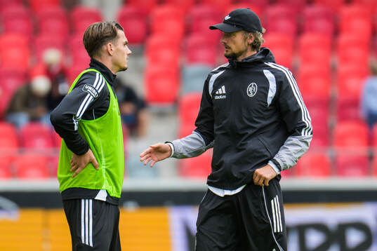Landskronas Mathias Andreasen och tränare Robin Asterhed