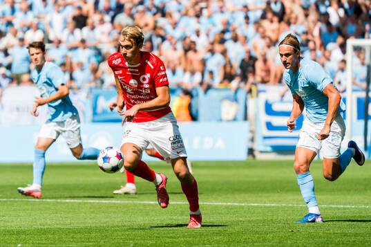 Degerfors Nikolai Skuseth och Malmö FFs Erik Botheim