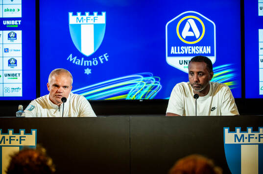 Malmö FFs huvudtränare Gaute Helstrup och Degerfors