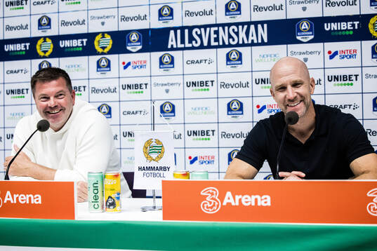 Häckens tränare Jens Gustafsson och Hammarbys tränare