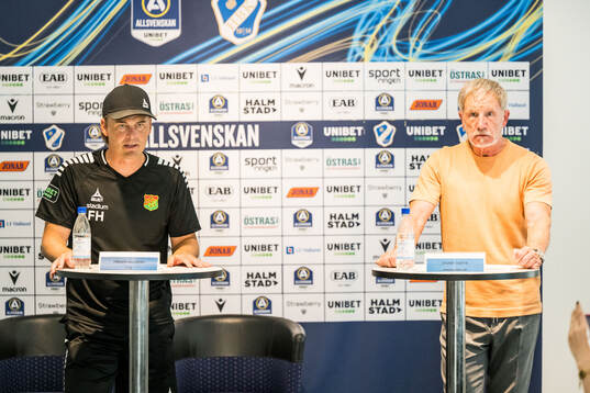 GAISs tränare Fredrik Holmberg och Halmstads tränare
