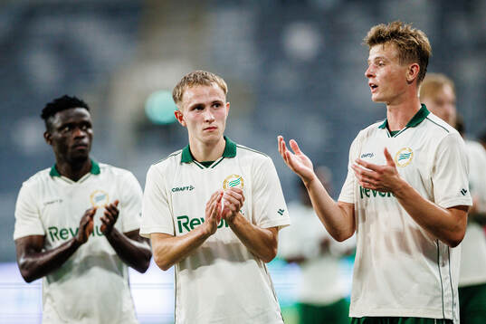 Victor Lind and Frederik Winther of Hammarby look dejected