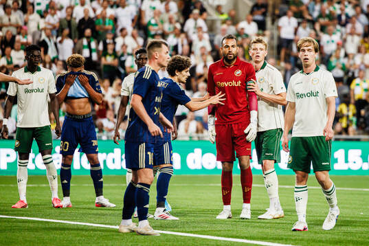 Goalkeeper Warner Hahn and Frederik Winther of Hammarby