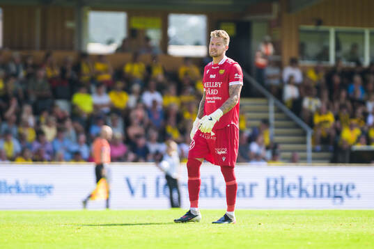 Mjällbys målvakt Robin Wallinder deppar