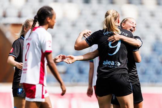 Malmö FFs Hlin Eiriksdottir och Mia Persson jublar