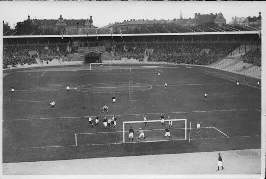 Fotboll, AIK-Barcelona, 1929. Stockhoms Olympiastadion.