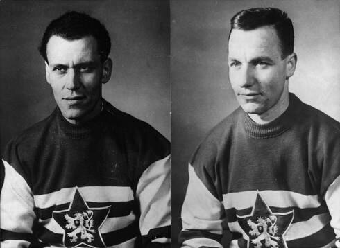 Tjeckien, Ishockey, porträtt Slava Barton och Zdenek