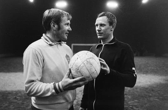 Orvar Bergmark, förbundskapten och Björn Nordqvist