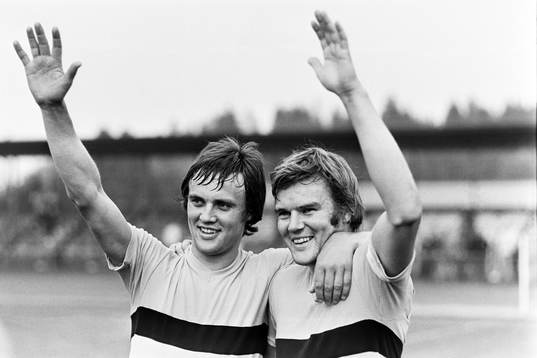 Hässleholms målskyttar Tommy Axelsson och Arnold Kroon