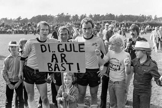 Mjällbys målskyttar Anders Thörnberg, Bo Andersson och