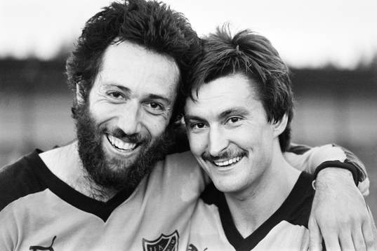 Hässleholms målskyttar Alf Jönsson och Lennart Nilsson