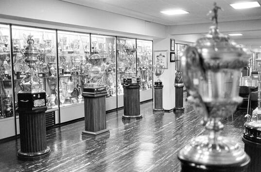 Real Madrids trophy room at Santiago Bernabeu stadium