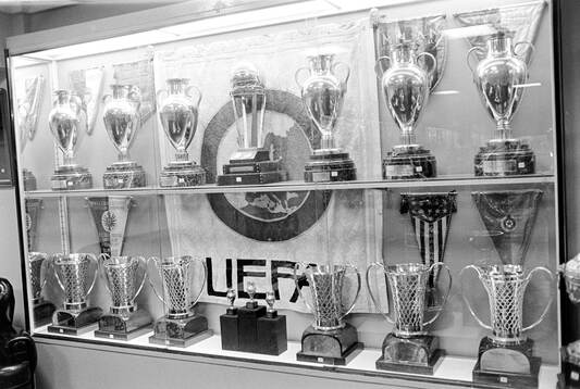 Real Madrids trophy room at Santiago Bernabeu stadium