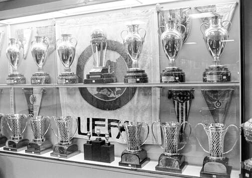 Real Madrids trophy room at Santiago Bernabeu stadium
