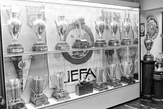 Real Madrids trophy room at Santiago Bernabeu stadium