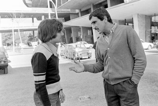 Allan Simonsen and Hans Krankl outside Camp Nou