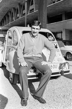 Hans Krankl outside Camp Nou with his car
