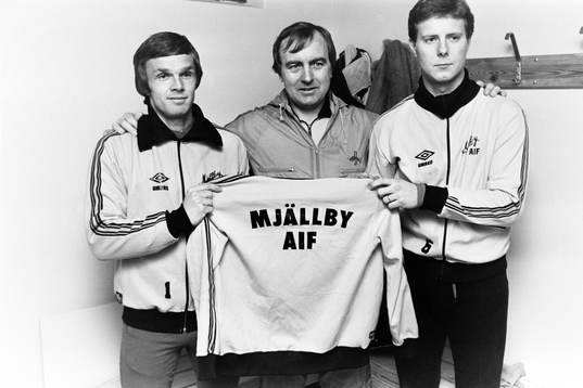 Anders Linderoth, Bo Nilsson, tränare och Hans Holmertz,