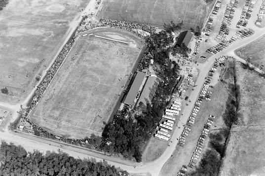 Allsvensk premiär för Mjällby. Flygbild över