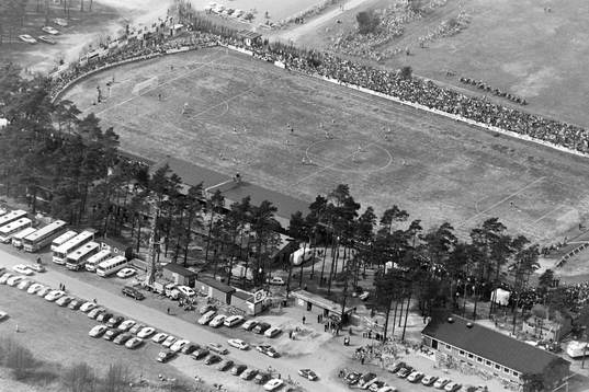 Allsvensk premiär för Mjällby. Flygbild över
