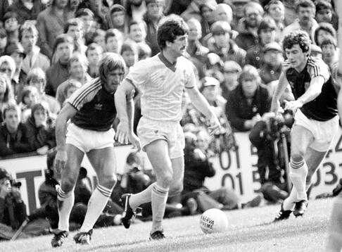 David Johnson of Liverpool, Billy Bonds and Ray Stewart of