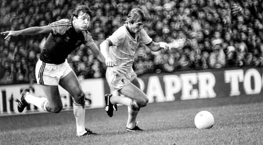 Alvin Martin of West Ham, Kenny Dalglish of Liverpool