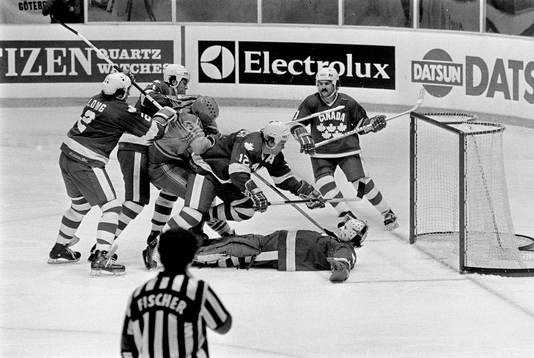 Peter Helander och Philippe Myre, målvakt i Kanada