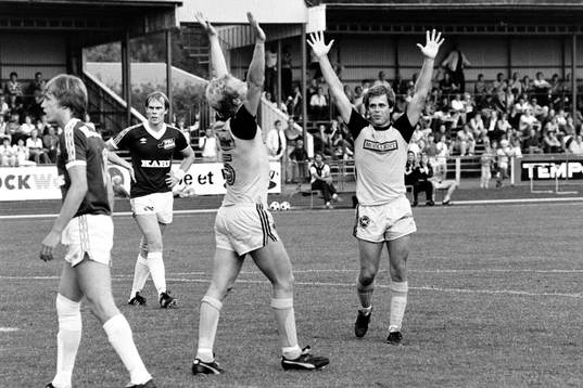 Hässleholms målskytt Dan Granqvist och Bengt-Olof Rydell